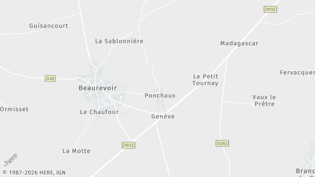 Carte de la zone d'intervention à Beaurevoir