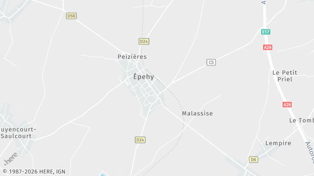 Carte de la zone d'intervention à Épehy