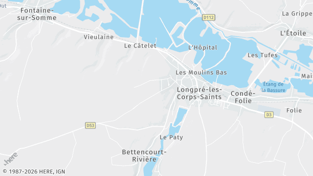 Carte de la zone d'intervention à Longpré-les-Corps-Saints