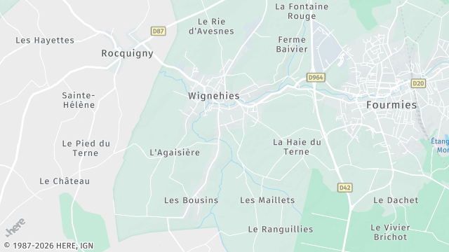 Carte de la zone d'intervention à Wignehies