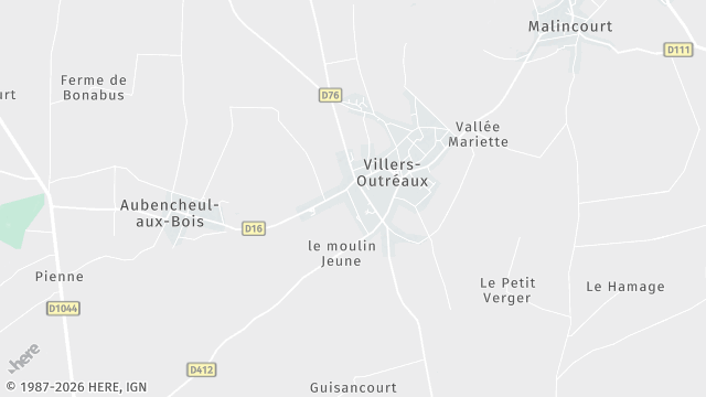 Carte de la zone d'intervention à Villers-Outréaux