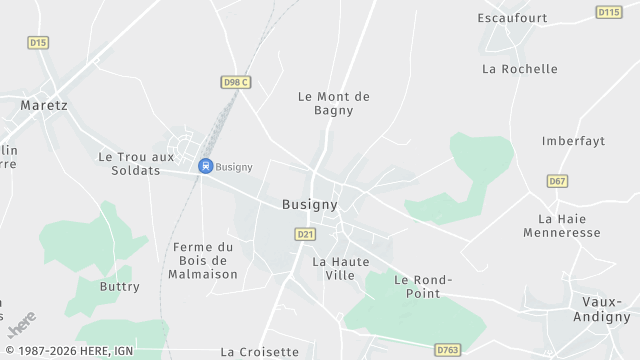 Carte de la zone d'intervention à Busigny