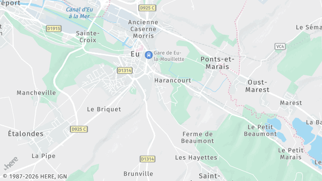 Carte de la zone d'intervention à Eu