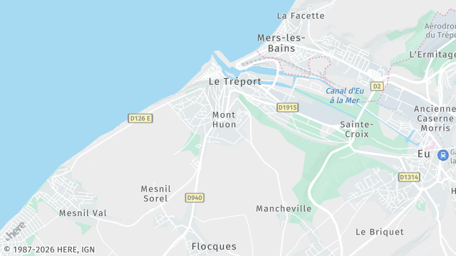 Carte de la zone d'intervention à Le Tréport