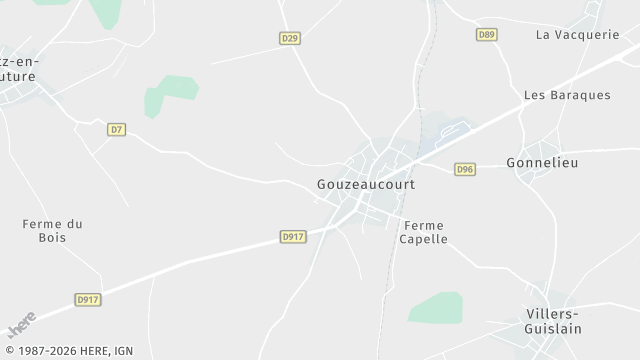 Carte de la zone d'intervention à Gouzeaucourt