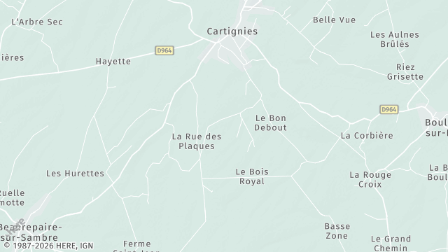 Carte de la zone d'intervention à Cartignies