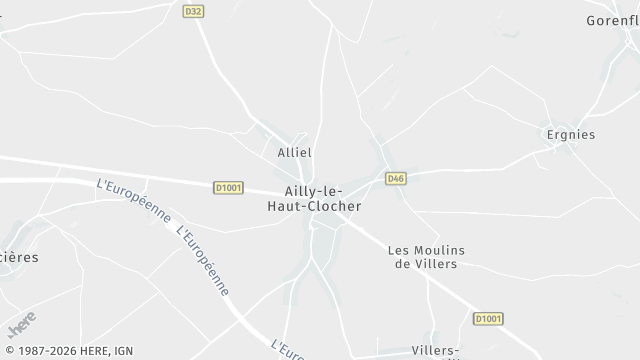 Carte de la zone d'intervention à Ailly-le-Haut-Clocher