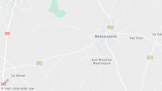 Carte de la zone d'intervention à Beauquesne