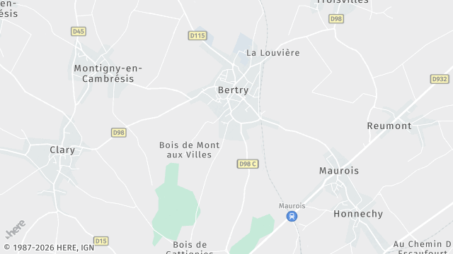 Carte de la zone d'intervention à Bertry