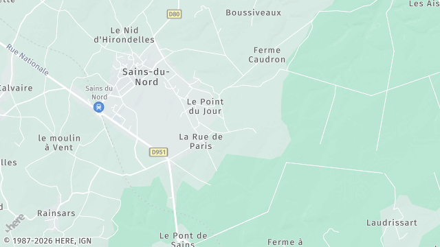 Carte de la zone d'intervention à Sains-du-Nord