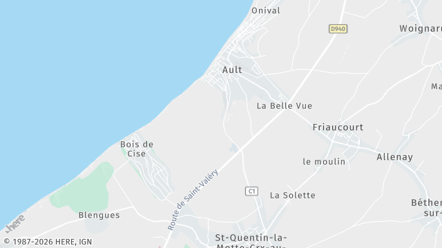Carte de la zone d'intervention à Ault