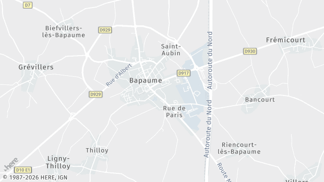 Carte de la zone d'intervention à Bapaume