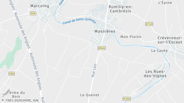 Carte de la zone d'intervention à Masnières