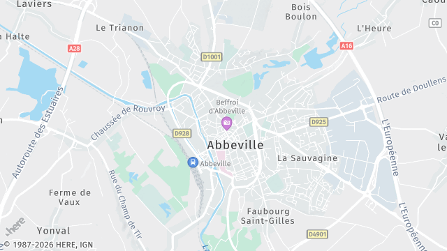 Carte de la zone d'intervention à Abbeville