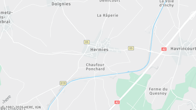 Carte de la zone d'intervention à Hermies