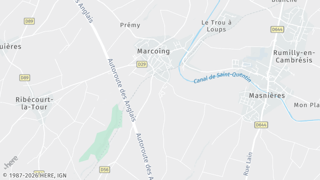Carte de la zone d'intervention à Marcoing