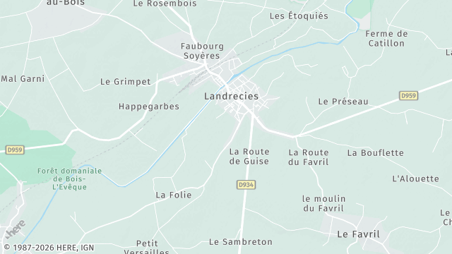 Carte de la zone d'intervention à Landrecies