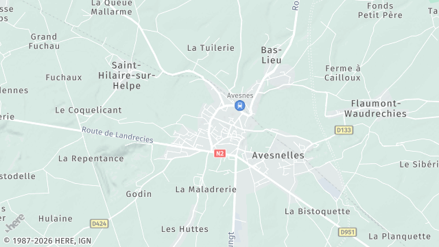 Carte de la zone d'intervention à Avesnes-sur-Helpe