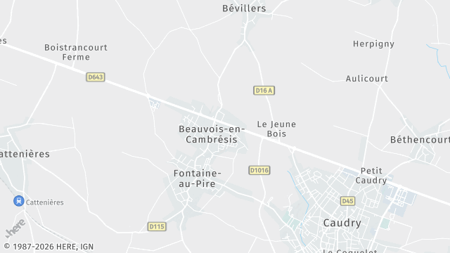 Carte de la zone d'intervention à Beauvois-en-Cambrésis