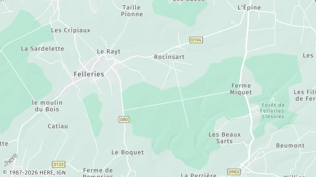 Carte de la zone d'intervention à Felleries