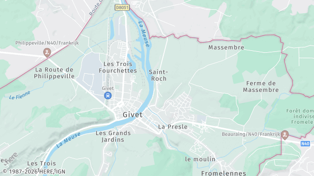 Carte de la zone d'intervention à Givet