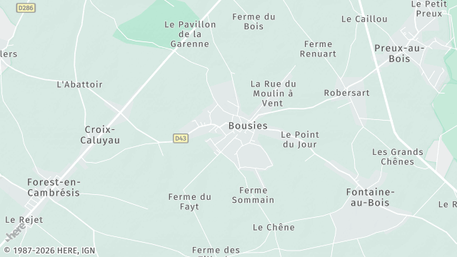 Carte de la zone d'intervention à Bousies