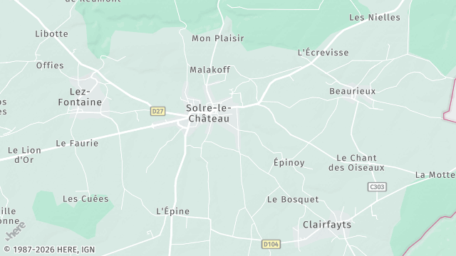 Carte de la zone d'intervention à Solre-le-Château