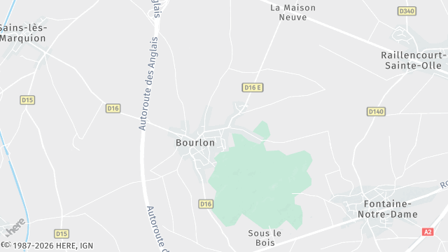 Carte de la zone d'intervention à Bourlon