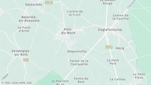 Carte de la zone d'intervention à Poix-du-Nord