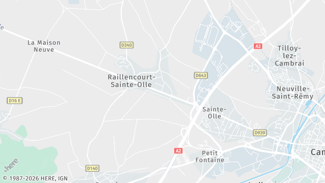 Carte de la zone d'intervention à Raillencourt-Sainte-Olle