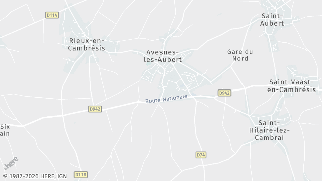 Carte de la zone d'intervention à Avesnes-les-Aubert