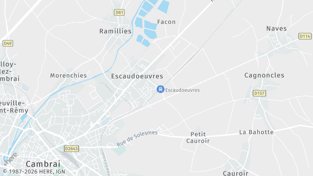 Carte de la zone d'intervention à Escaudœuvres