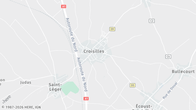 Carte de la zone d'intervention à Croisilles