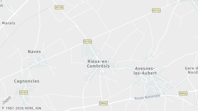 Carte de la zone d'intervention à Rieux-en-Cambrésis