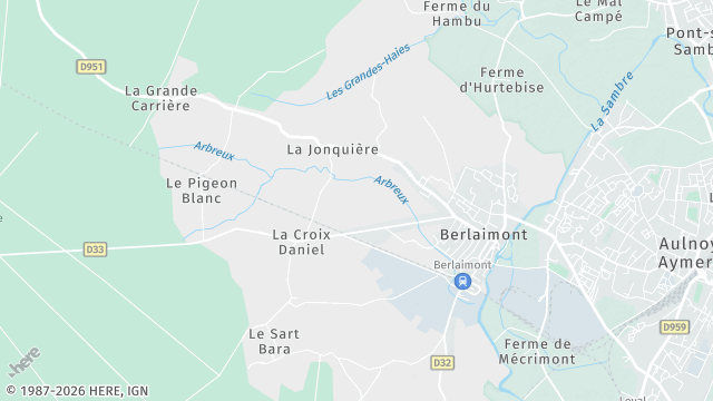 Carte de la zone d'intervention à Berlaimont