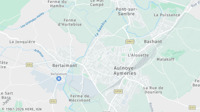 Carte de la zone d'intervention à Aulnoye-Aymeries