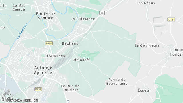 Carte de la zone d'intervention à Bachant