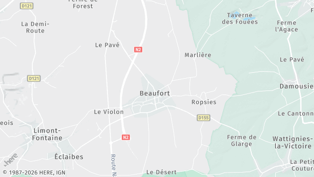 Carte de la zone d'intervention à Beaufort