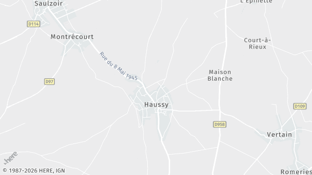 Carte de la zone d'intervention à Haussy