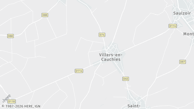 Carte de la zone d'intervention à Villers-en-Cauchies