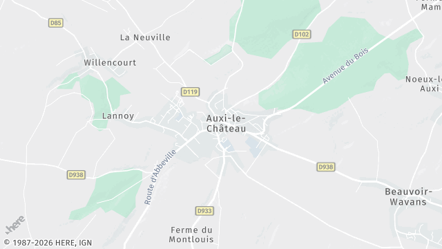 Carte de la zone d'intervention à Auxi-le-Château