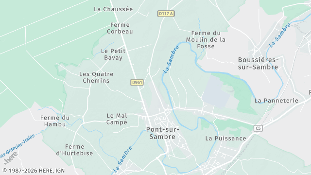 Carte de la zone d'intervention à Pont-sur-Sambre