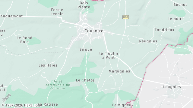 Carte de la zone d'intervention à Cousolre
