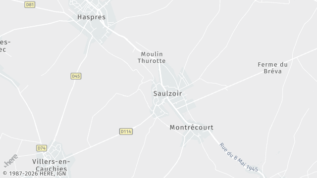 Carte de la zone d'intervention à Saulzoir