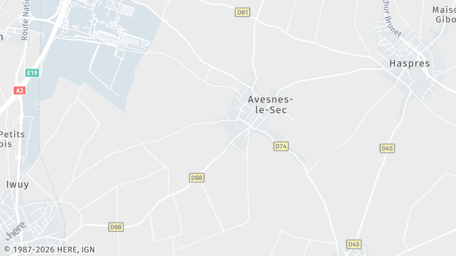 Carte de la zone d'intervention à Avesnes-le-Sec