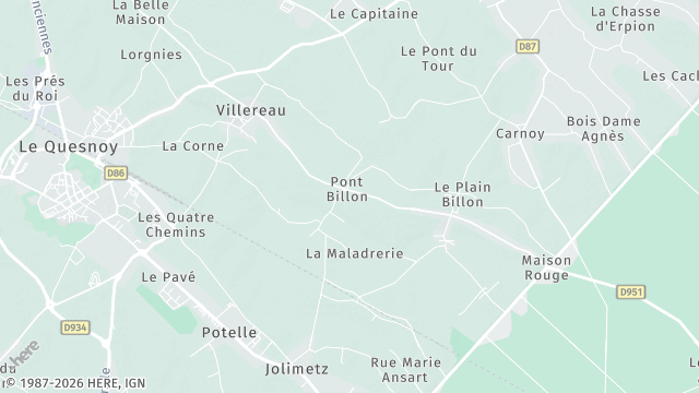 Carte de la zone d'intervention à Villereau