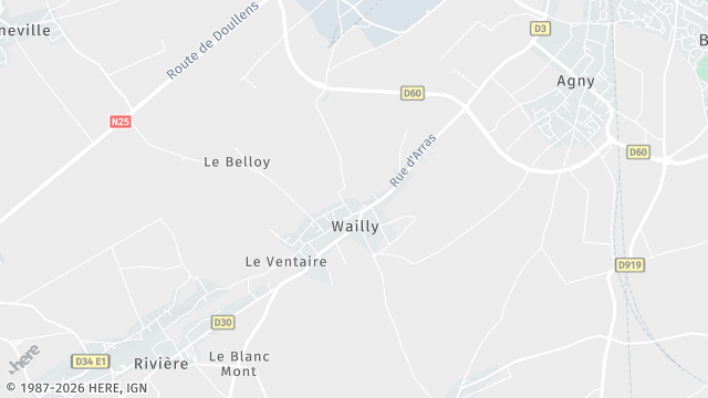 Carte de la zone d'intervention à Wailly