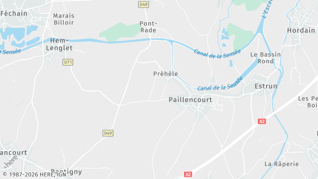 Carte de la zone d'intervention à Paillencourt