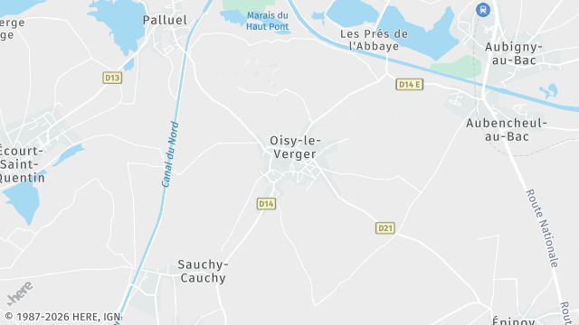 Carte de la zone d'intervention à Oisy-le-Verger