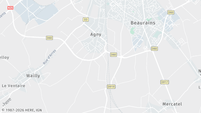 Carte de la zone d'intervention à Agny